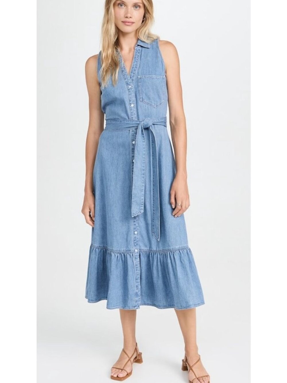 NWT VERONICA BEARD Jean Edwina Sleeveless Midi Dress Iceberg Denim Size 4